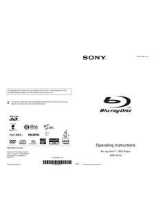 Sony BDP S470 manual. Camera Instructions.